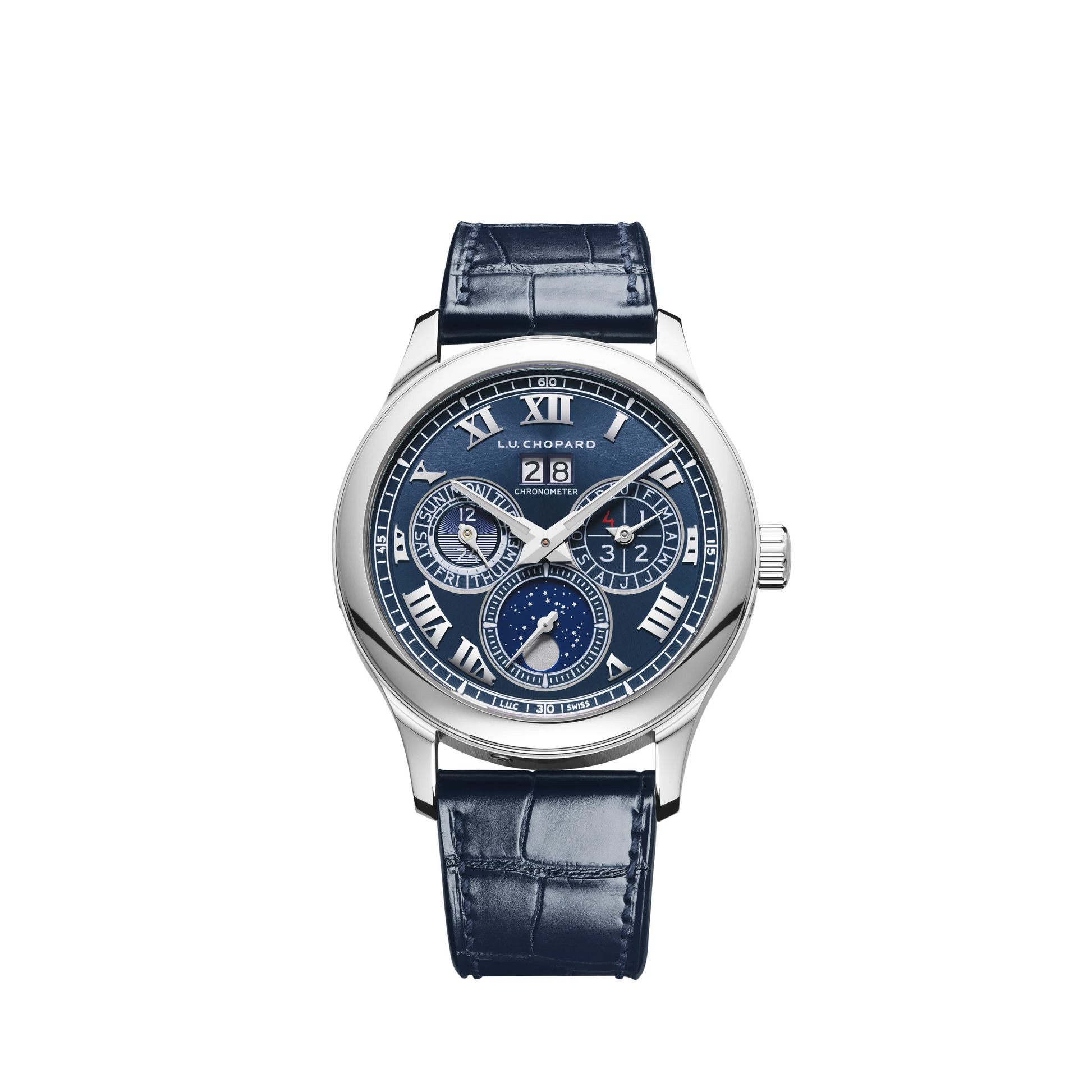 Chopard L.U.C Platinium 43 MM - Blue Strap - Blue Sunburst Satin Dial - 161927-9001