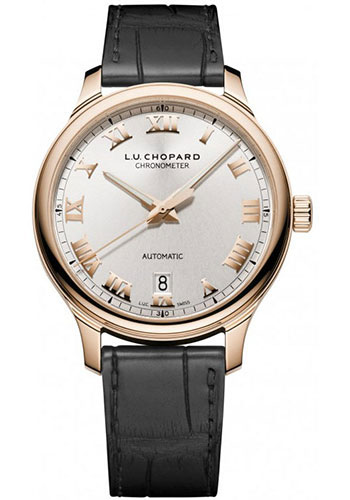 Chopard L.U.C 1937 Rose Gold 42 MM - Black Alligator Strap - Silver Dial - 161937-5001