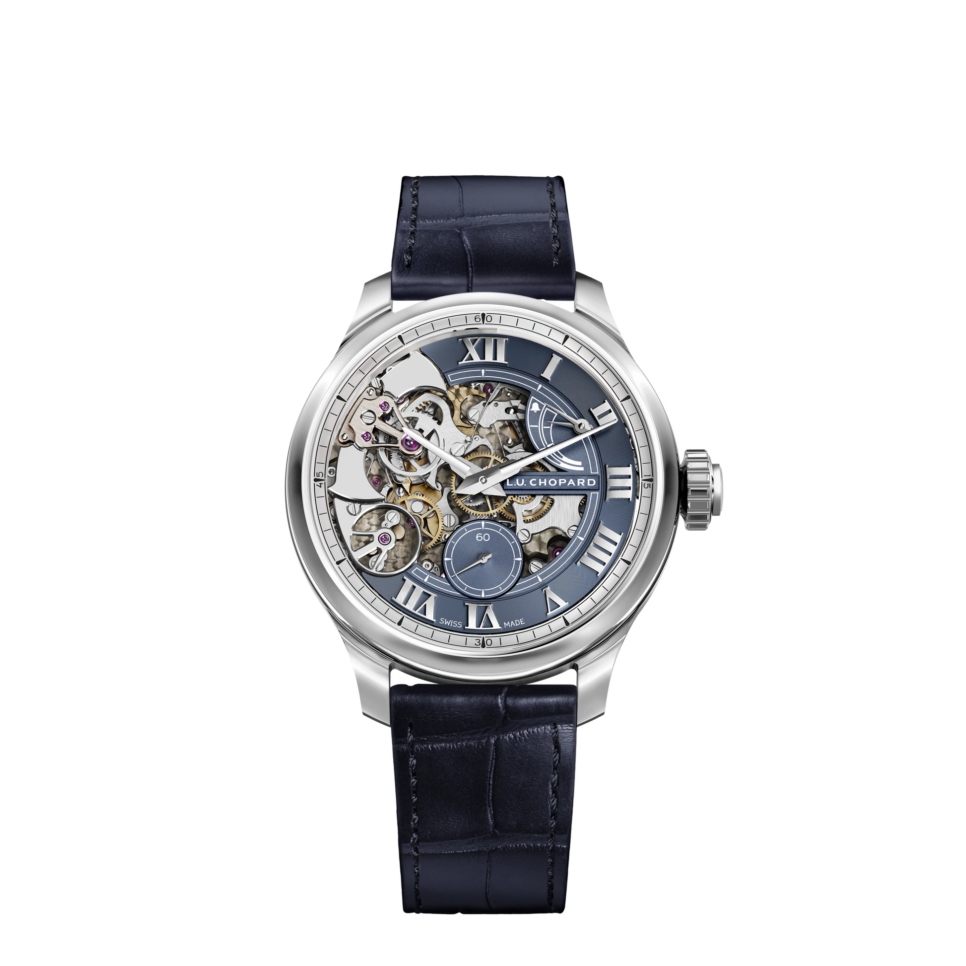 Chopard L.U.C Platinum 42.5 MM - Blue Alligator Strap - Skeleton Dial - 161947-9001