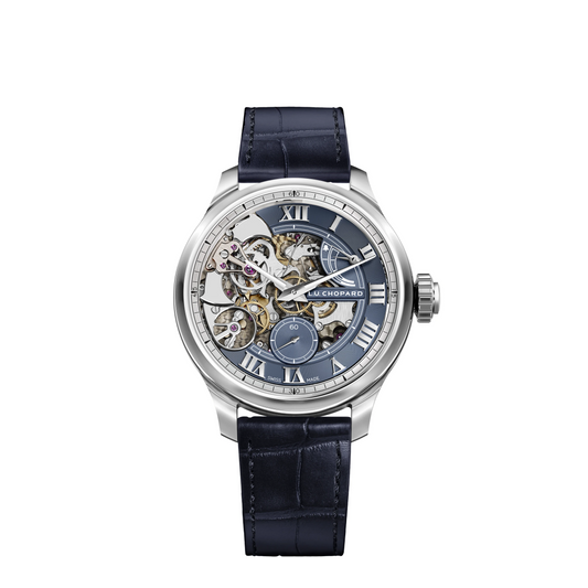 Chopard L.U.C Platinum 42.5 MM - Blue Alligator Strap - Skeleton Dial - 161947-9001