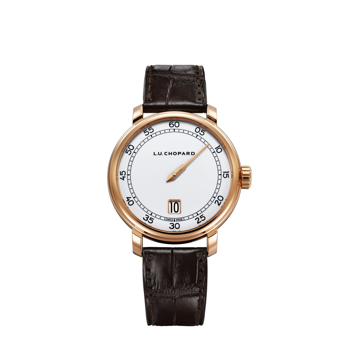 Chopard L.U.C Rose Gold 40 MM - Brown Alligator Strap - White Sapphire Crystal Dial - 161977-5001