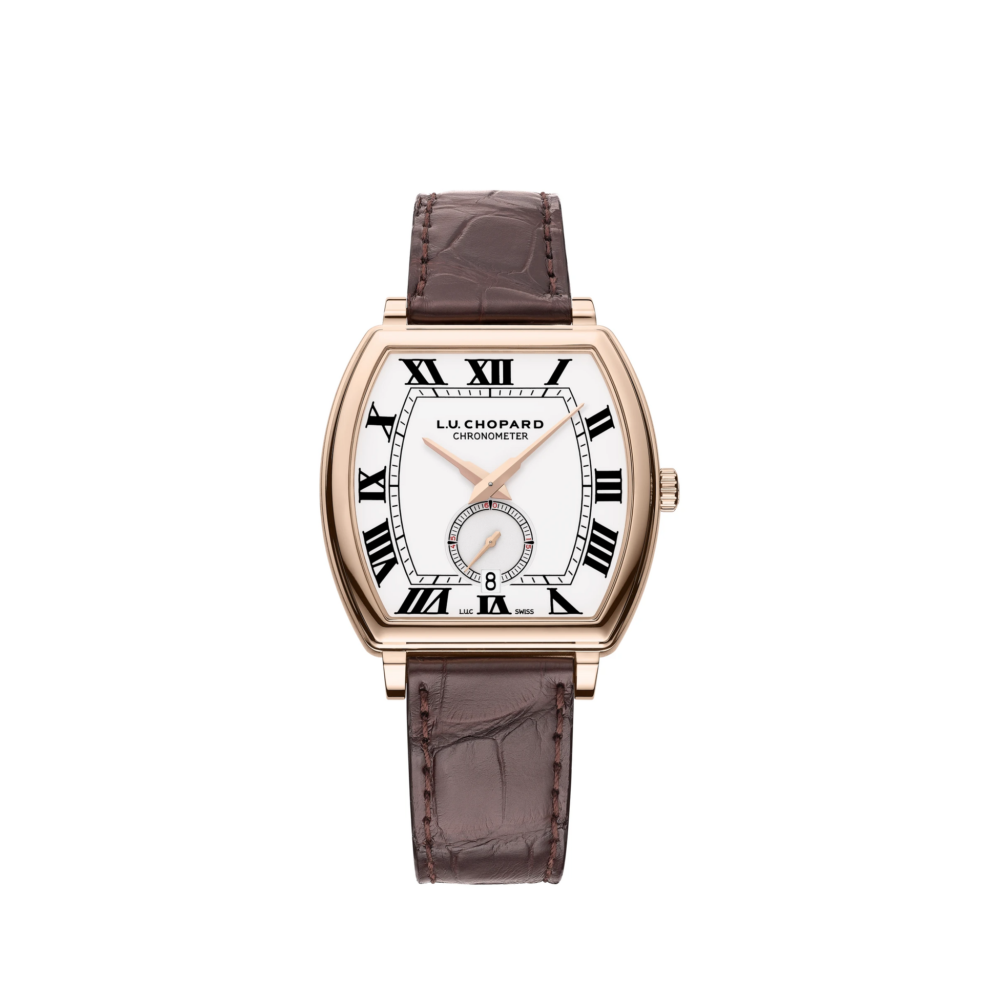 Chopard L.U.C Rose gold 38.8 x 38.5 MM - Brown Alligator Strap - White Dial - 62296-500