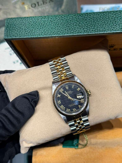 Rolex Datejust - 36 MM - Steel And Yellow Gold - Black Pyramid Dial - 16233 bkpr