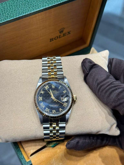Rolex Datejust - 36 MM - Steel And Yellow Gold - Black Pyramid Dial - 16233 bkpr