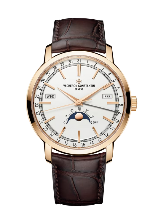 Vacheron Constantin Traditionnelle Rose Gold 41 MM - Brown Leather Strap - White Dial - 4010T/000R-B344