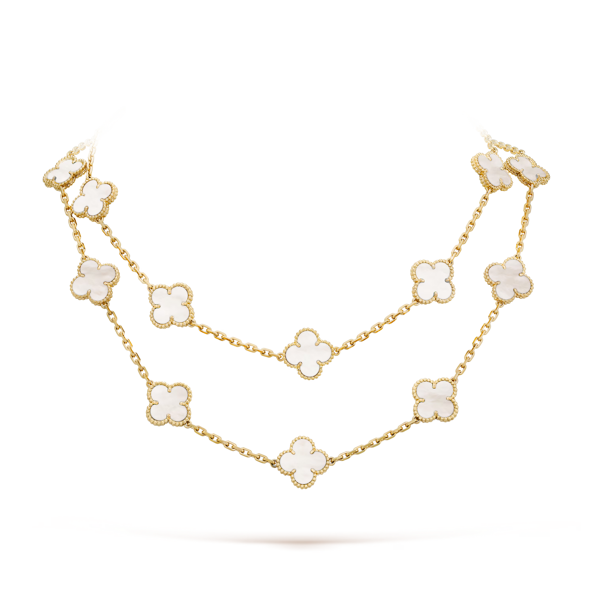 Van Cleef &amp; Arpels Vintage Alhambra Long Necklace - 18k Yellow Gold - MoP - 20 Motifs - VCARA42100