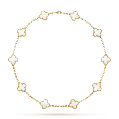 Van Cleef &amp; Arpels Vintage Alhambra Necklace - 18k Yellow Gold - MoP - 10 Motifs - VCARA42800