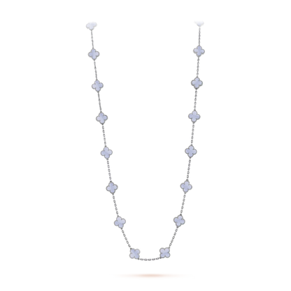 Van Cleef & Arpels Vintage Alhambra Long Necklace - 18k White Gold - Chalcedony - 20 Motifs - VCARD80900