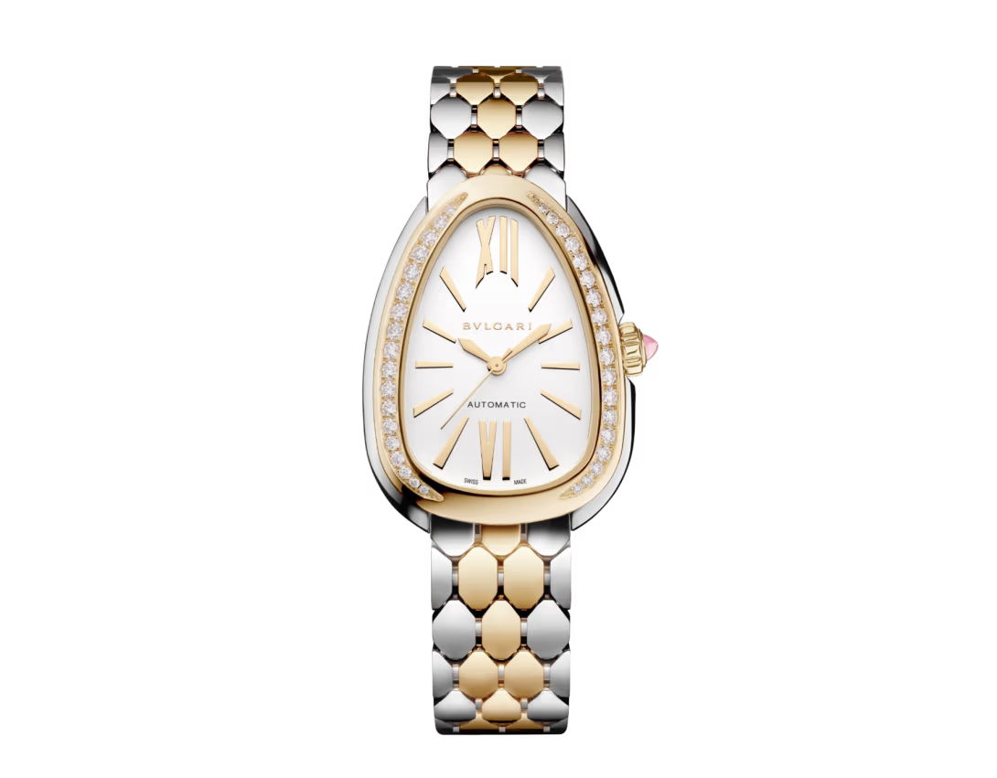 Bvlgari Serpenti Seduttori Automatic - 34 MM - Steel & Yellow Gold - Diamond Bezel - White Opaline Dial - 104061