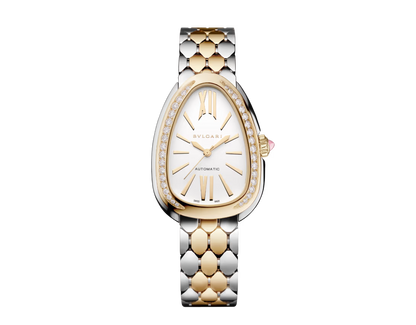 Bvlgari Serpenti Seduttori Automatic - 34 MM - Steel & Yellow Gold - Diamond Bezel - White Opaline Dial - 104061