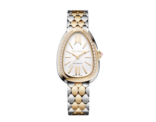 Bvlgari Serpenti Seduttori Automatic - 34 MM - Steel & Yellow Gold - Diamond Bezel - White Opaline Dial - 104061