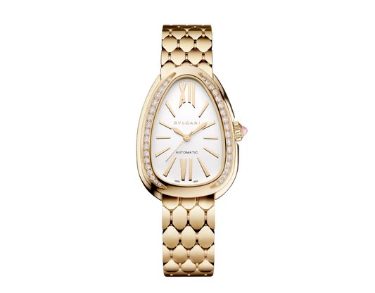 Bvlgari Serpenti Seduttori Automatic - 34 MM - Yellow Gold - Diamond Bezel - White Opaline Dial - 103898