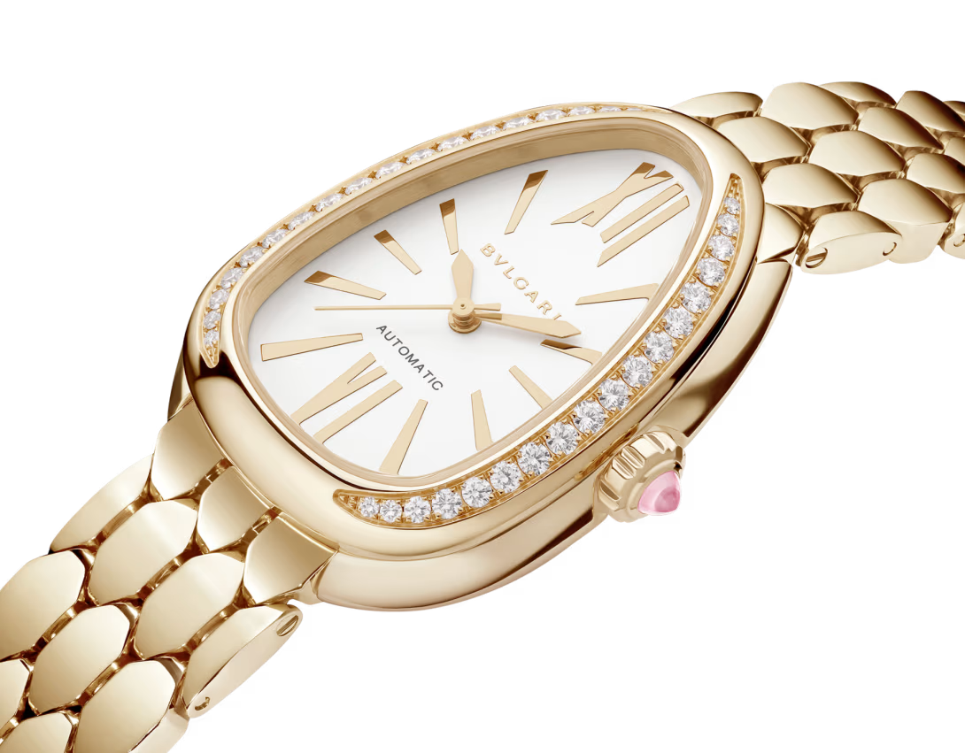 Bvlgari Serpenti Seduttori Automatic - 34 MM - Yellow Gold - Diamond Bezel - White Opaline Dial - 103898