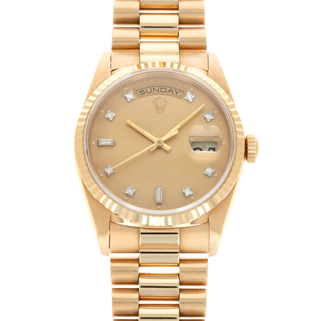 Rolex Day-Date - 36 MM - Yellow Gold - Champagne Sapphire Dial - 18238 chd nyc watcher nyc watches