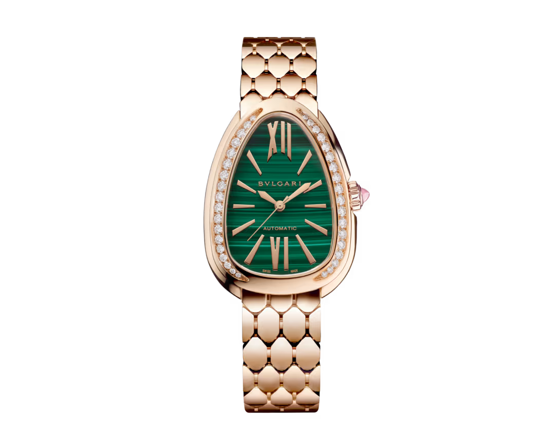 Bvlgari Serpenti Seduttori Automatic - 34 MM - Rose Gold - Diamond Bezel - Green Malachite Dial - 103901