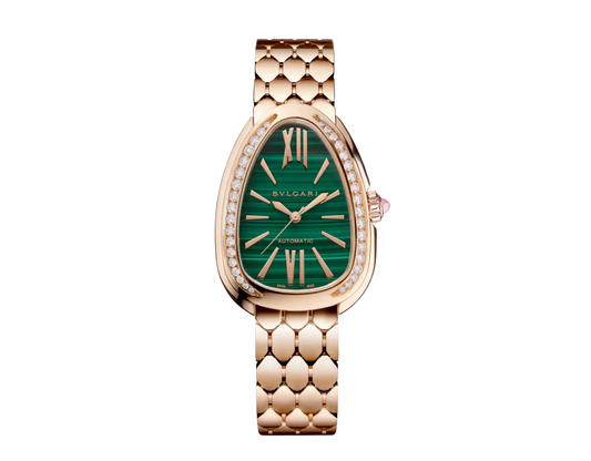 Bvlgari Serpenti Seduttori Automatic - 34 MM - Rose Gold - Diamond Bezel - Green Malachite Dial - 103901