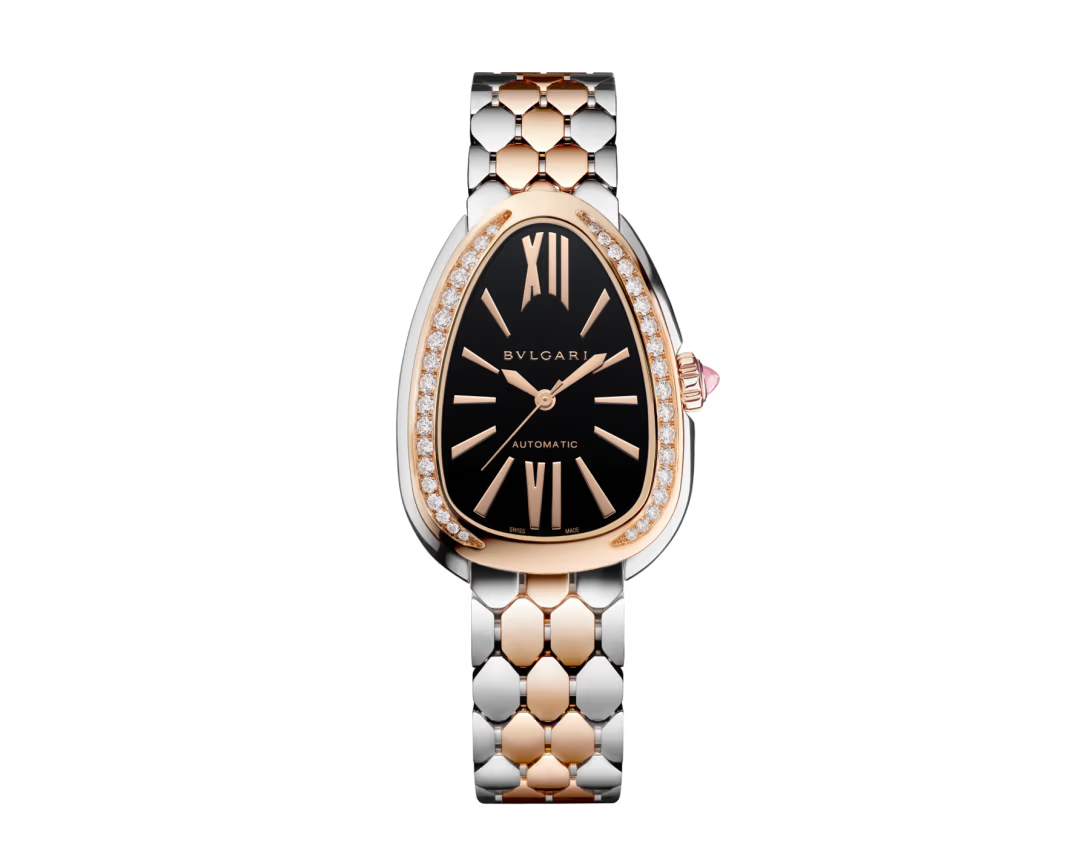 Bvlgari Serpenti Seduttori Automatic - 34 MM - Steel & Rose Gold - Diamond Bezel - Black Lacquered Dial - 104059