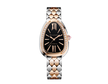 Bvlgari Serpenti Seduttori Automatic - 34 MM - Steel & Rose Gold - Diamond Bezel - Black Lacquered Dial - 104059