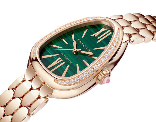 Bvlgari Serpenti Seduttori Automatic - 34 MM - Rose Gold - Diamond Bezel - Green Malachite Dial - 103901