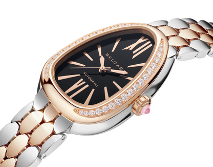 Bvlgari Serpenti Seduttori Automatic - 34 MM - Steel & Rose Gold - Diamond Bezel - Black Lacquered Dial - 104059