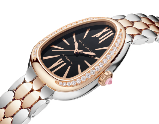 Bvlgari Serpenti Seduttori Automatic - 34 MM - Steel & Rose Gold - Diamond Bezel - Black Lacquered Dial - 104059