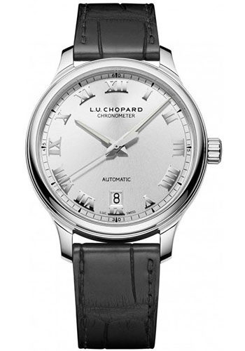 Chopard L.U.C stainless steel 42 MM - Black Alligator Strap - Silver Dial - 168558-3001