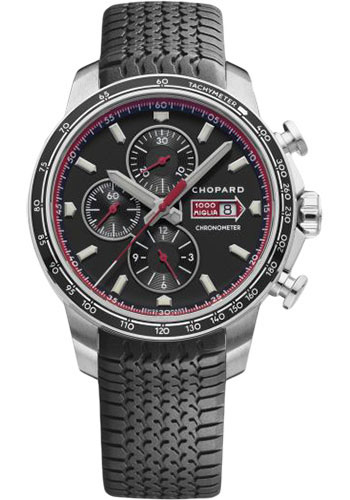 Chopard Mille Miglia Stainless Steel 44 MM - Black Rubber Strap - Matte Black Dial - 168571-3001