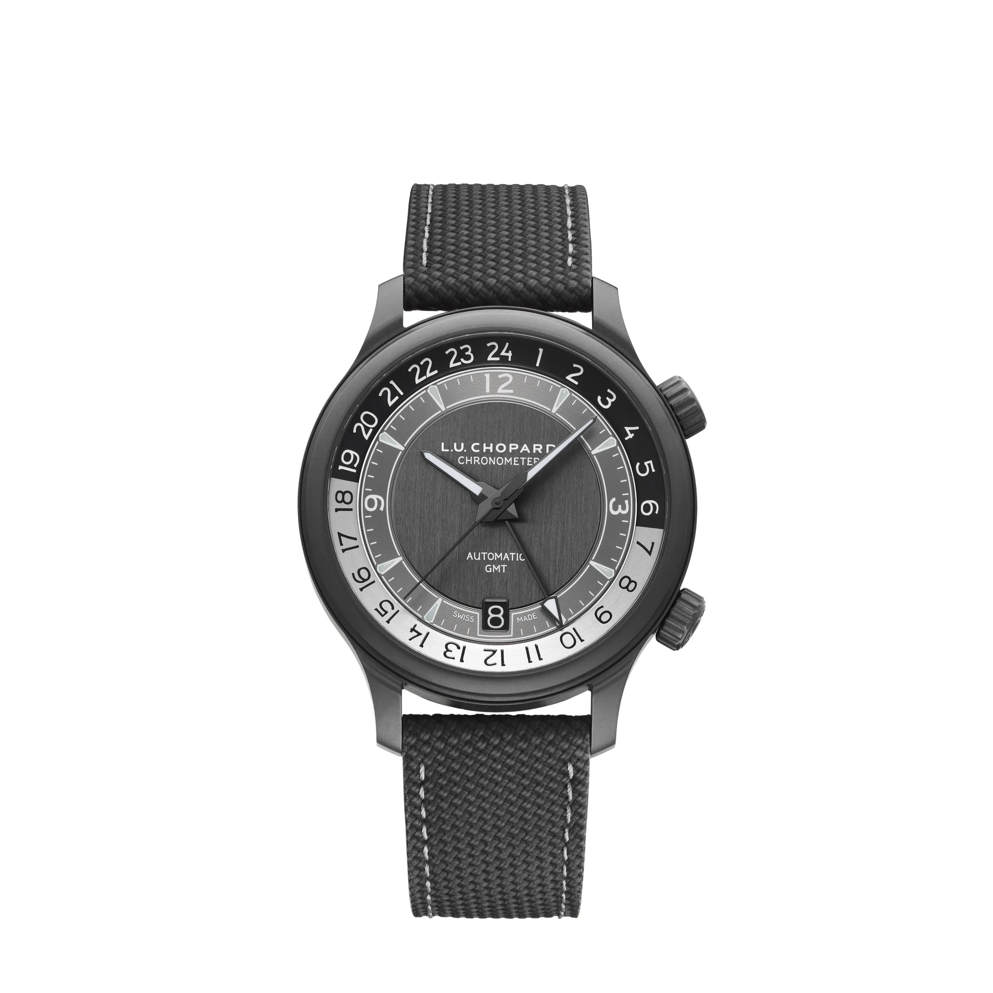 Chopard L.U.C Titanium 42 MM - Black Strap - Black Sapphire Crystal Dial - 168579-3004