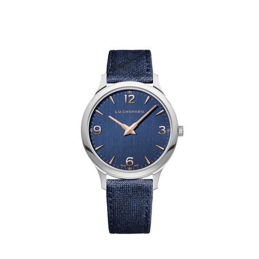 Chopard L.U.C Stainless Steel 40 MM - Blue Alligator Strap - Galvanic Navy Blue dial - 68592 3002