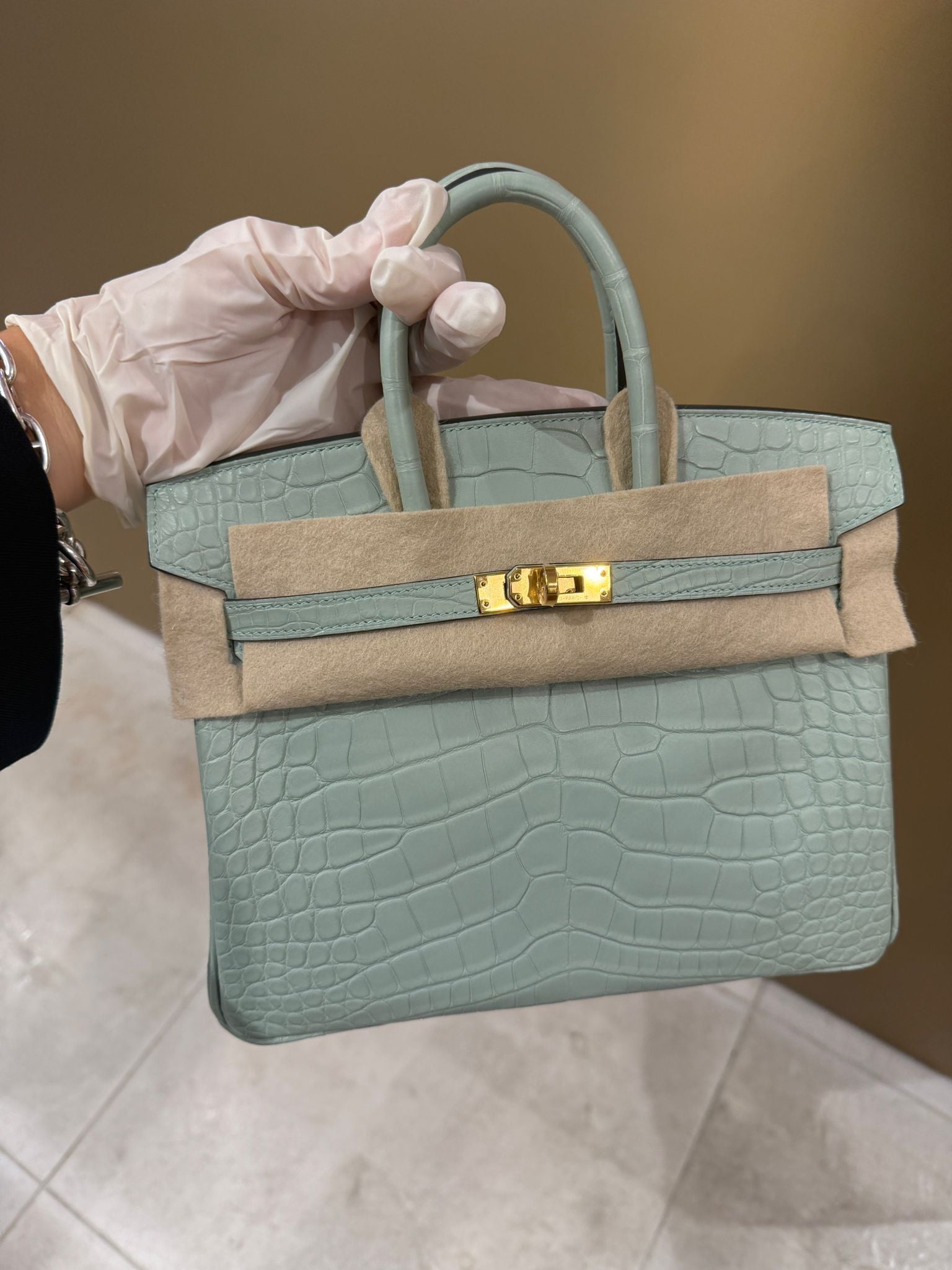 Hermès Birkin 25 - Vert d'Eau - Matte Alligator - Gold Hardware - B25VEAGHW