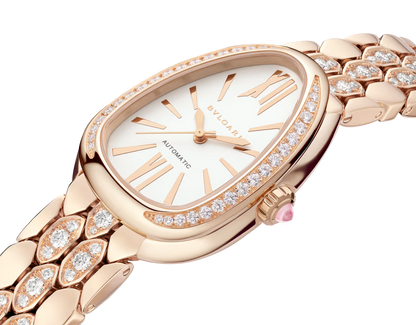 Bvlgari Serpenti Seduttori Automatic - 34 MM - Rose Gold - Diamond Bezel - Diamond Bracelet - White Opaline Dial - 103902