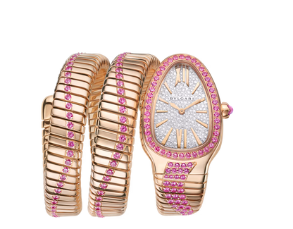 Bvlgari Serpenti Tubogas Infiniti Double Spiral - 35 MM - Rose Gold - Sapphire Bezel - Sapphire Bracelet- Pavé Diamond Dial - 104273