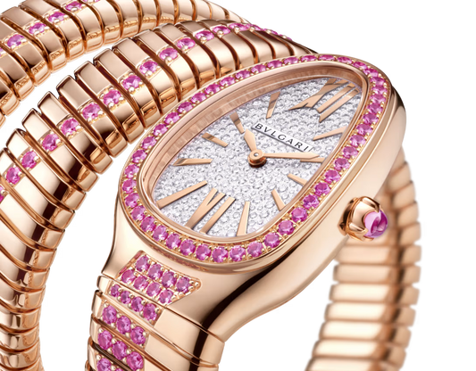 Bvlgari Serpenti Tubogas Infiniti Double Spiral - 35 MM - Rose Gold - Sapphire Bezel - Sapphire Bracelet- Pavé Diamond Dial - 104273