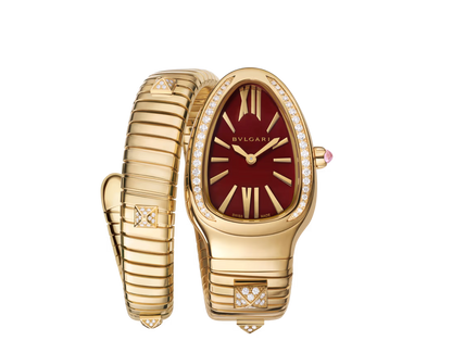 Bvlgari Serpenti Tubogas Studs Capsule - Limited Edition - 35 MM - Yellow Gold - Diamond Bezel - Red Carnelian Dial - 104302