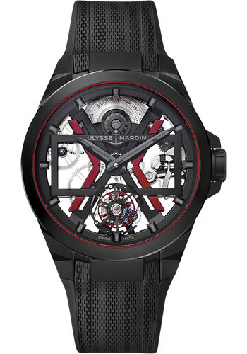 Ulysse Nardin Blast Titanium And Ceramic Case 45 MM - Black Rubber Strap - Black Dial - 1723-400-3A/BLACK