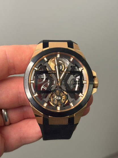 Ulysse Nardin Blast Rose Gold Case 45 MM - Black Velvet Strap - Skeleton Dial - 1725-400-3B/02