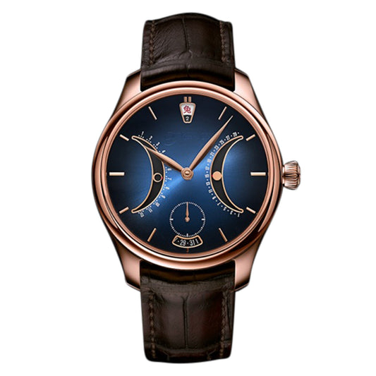 H. Moser & Cie Endeavour Chinese Calendar - Limited Edition - 40 MM - Rose Gold - Midnight Blue Fumé Dial - Alligator Leather Strap - 1210-0400