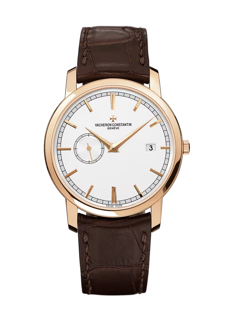 Vacheron Constantin Traditionnelle Rose Gold 38 MM - Brown Leather Strap - White Dial - 87172/000R-9302