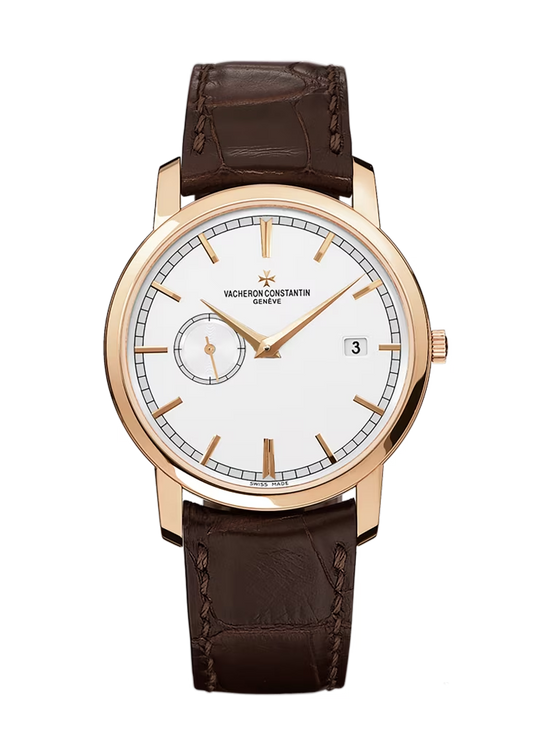 Vacheron Constantin Traditionnelle Rose Gold 38 MM - Brown Leather Strap - White Dial - 87172/000R-9302