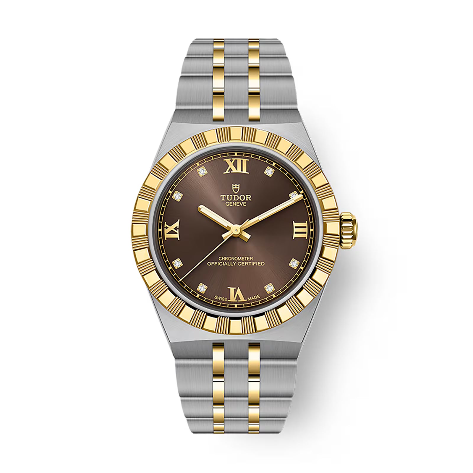 Tudor Royal - 30 MM - Steel & Yellow Gold - 8-Diamond Brown Roman Dial - M2830A1A3-0001