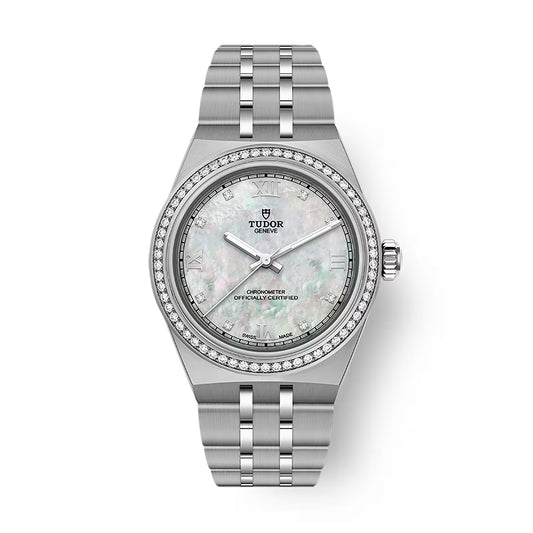 Tudor Royal - 30 MM - Stainless Steel - Diamond Bezel - 8-Diamond Mother-Of-Pearl Roman Dial - M2830A1S0-0001