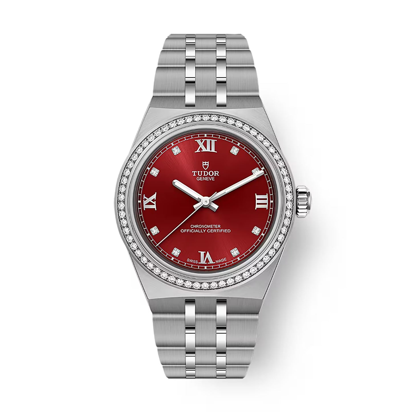 Tudor Royal - 30 MM - Stainless Steel - Diamond Bezel - 8-Diamond Burgundy Roman Dial - M2830A1S0-0002