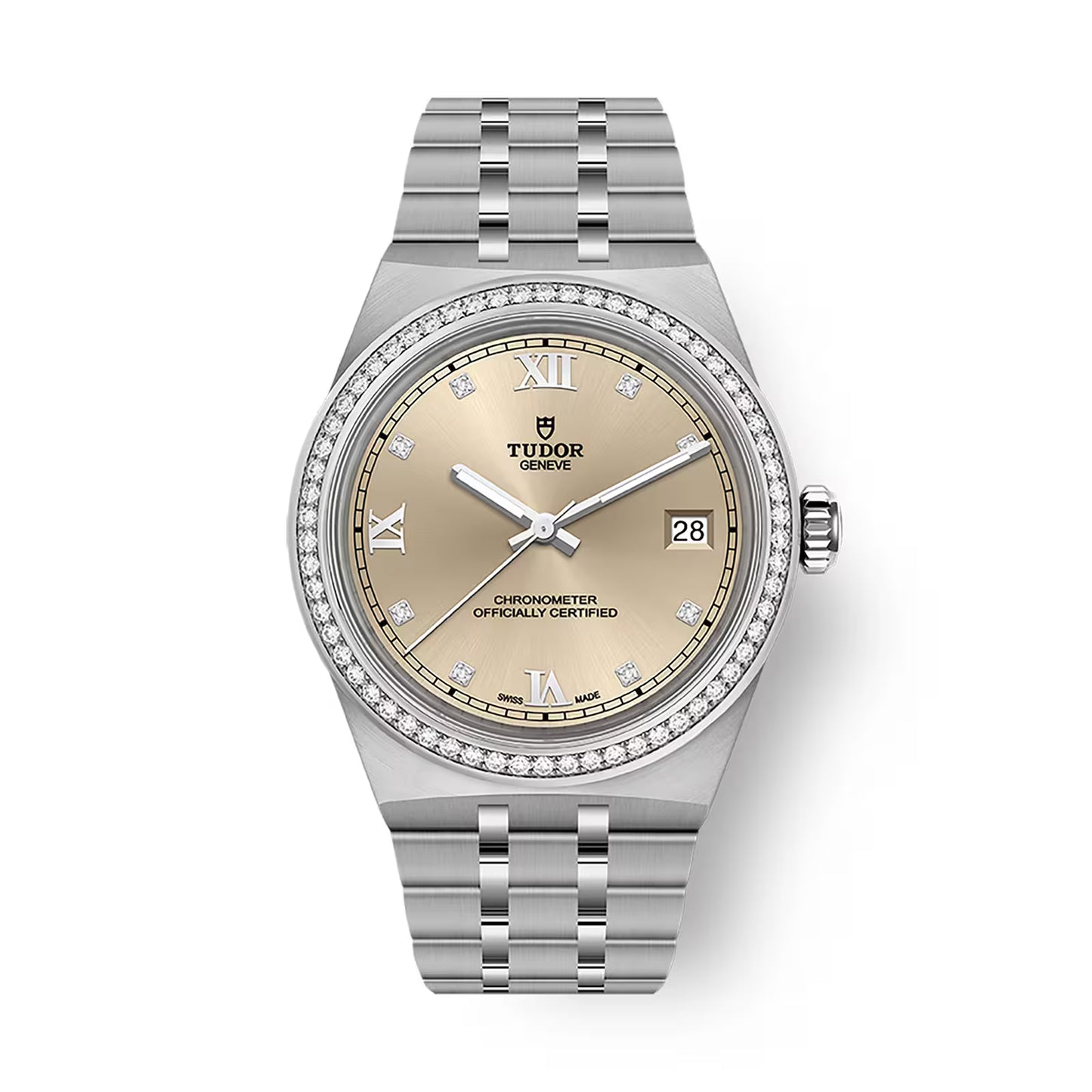 Tudor Royal - 36 MM - Stainless Steel - Diamond Bezel - 8-Diamond Ivory Roman Dial - M2836C1S0-0001