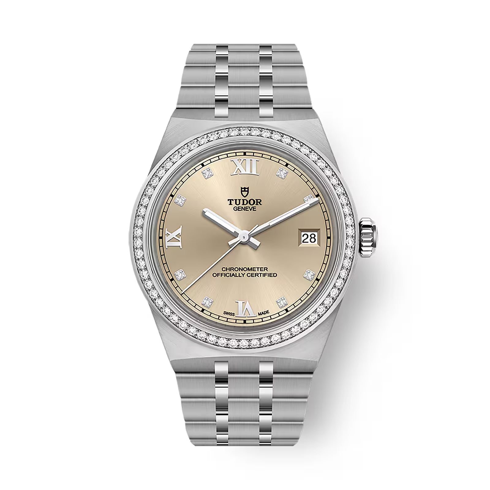 Tudor Royal - 36 MM - Stainless Steel - Diamond Bezel - 8-Diamond Ivory Roman Dial - M2836C1S0-0001