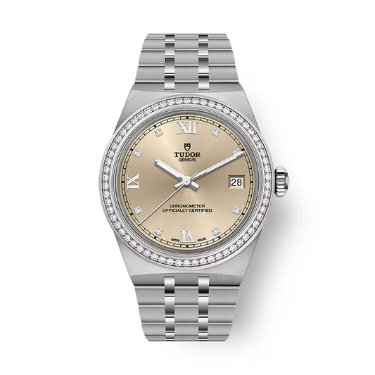 Tudor Royal - 36 MM - Stainless Steel - Diamond Bezel - 8-Diamond Ivory Roman Dial - M2836C1S0-0001