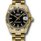 Rolex Yellow Gold Datejust - 31 MM - President Bracelet - Fluted Bezel - Black Index Dial - 178238 bkip