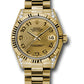 Rolex Yellow Gold Datejust - 31 MM - President Bracelet - Fluted Bezel - Champagne Concentric Circle Arabic Dial - 178238 chcap