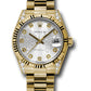 Rolex Yellow Gold Datejust - 31 MM - President Bracelet - Fluted Bezel - Silver Jubilee Diamond Dial - 178238 sjdp