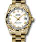 Rolex Yellow Gold Datejust - 31 MM - President Bracelet - Fluted Bezel - White Roman Dial - 178238 wrp