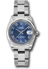 Rolex Stainless Steel Datejust - 31 MM - Oyster Bracelet - Domed Bezel - Blue Roman Dial - 178240 bro